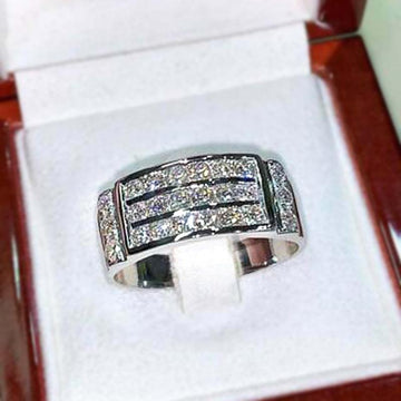 *NEW* Luxury Silver Colour Full Brilliant High Quality AAA+ Cubic Zirconia Diamonds Ring - The Jewellery Supermarket